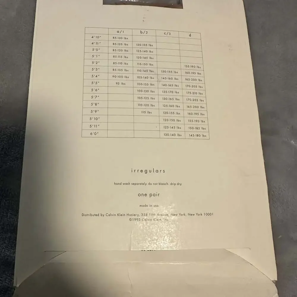 Vintage Calvin Klein‎ Extreme Sheer Control Top Pantyhose Sz A